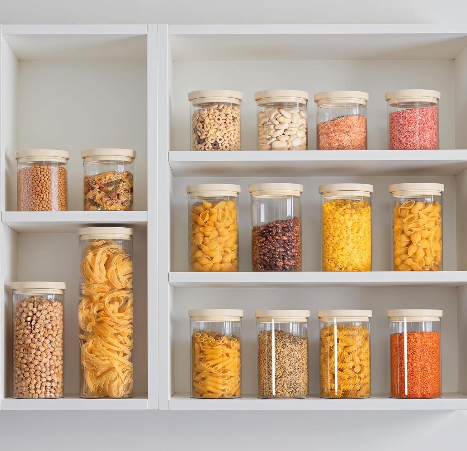 Professional Glass Food Storage Jar Set with Airtight Lids, 16oz Canisters for Kitchen Organization, Pack of 6