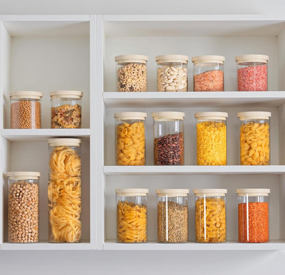 Professional Glass Food Storage Jar Set with Airtight Lids, 16oz Canisters for Kitchen Organization, Pack of 6