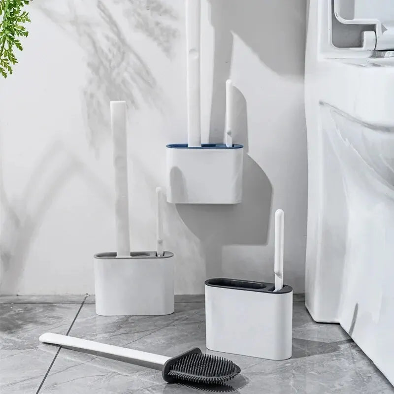 Silicone Wall-Mounted Toilet Brush Set