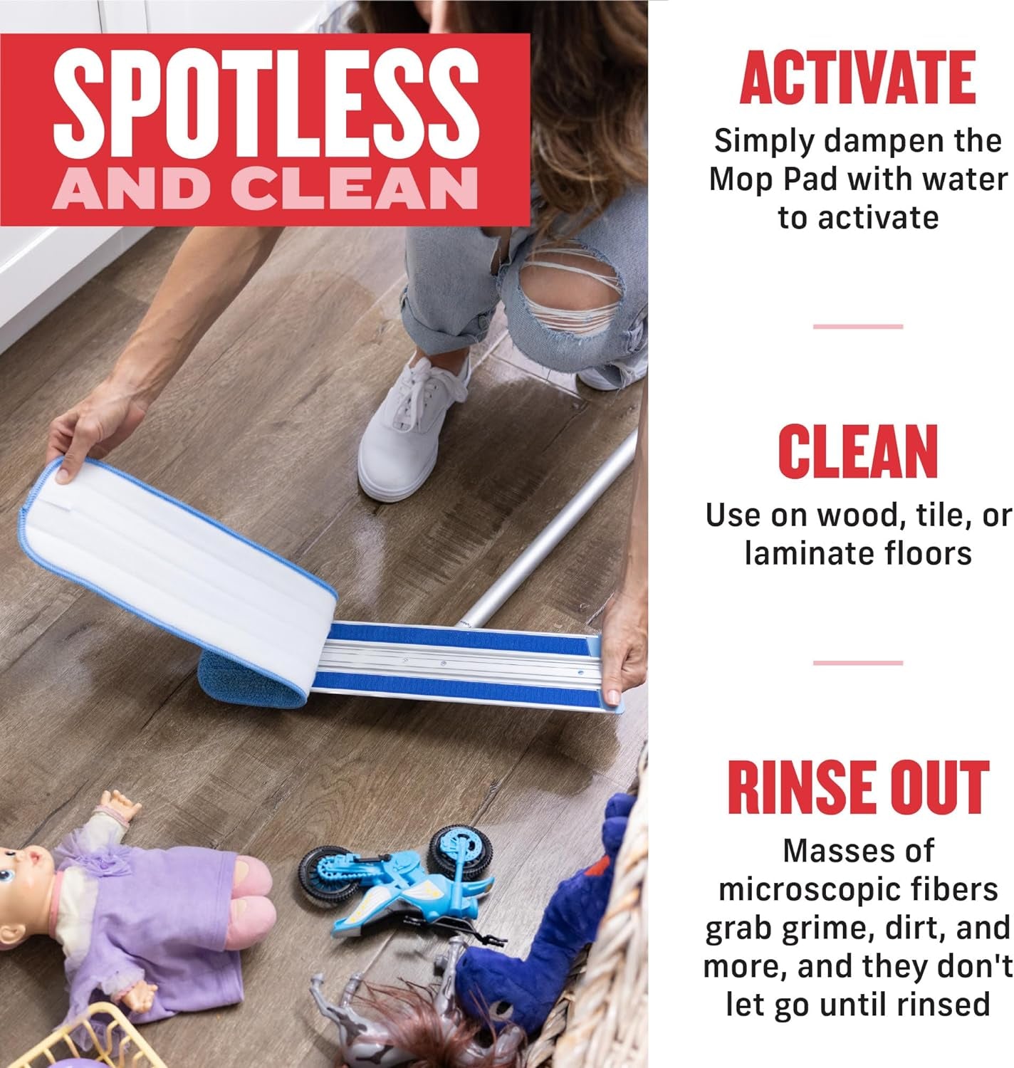 Professional Microfiber Deep Clean Mop for Hardwood, Laminate, Tile, and Stone Floors - Washable, Reusable, and Guaranteed for 100 Washes