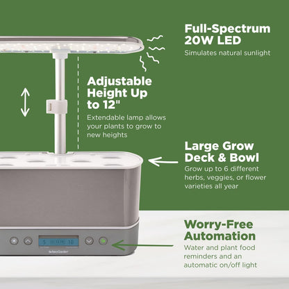 Harvest Elite Hydroponic Indoor Garden System with LED Grow Light and Seed Kit, Accommodates Up to 6 Pods, Stainless Steel Construction