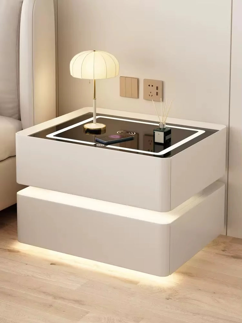 Smart Wooden Bedside Table with Wireless Charging
