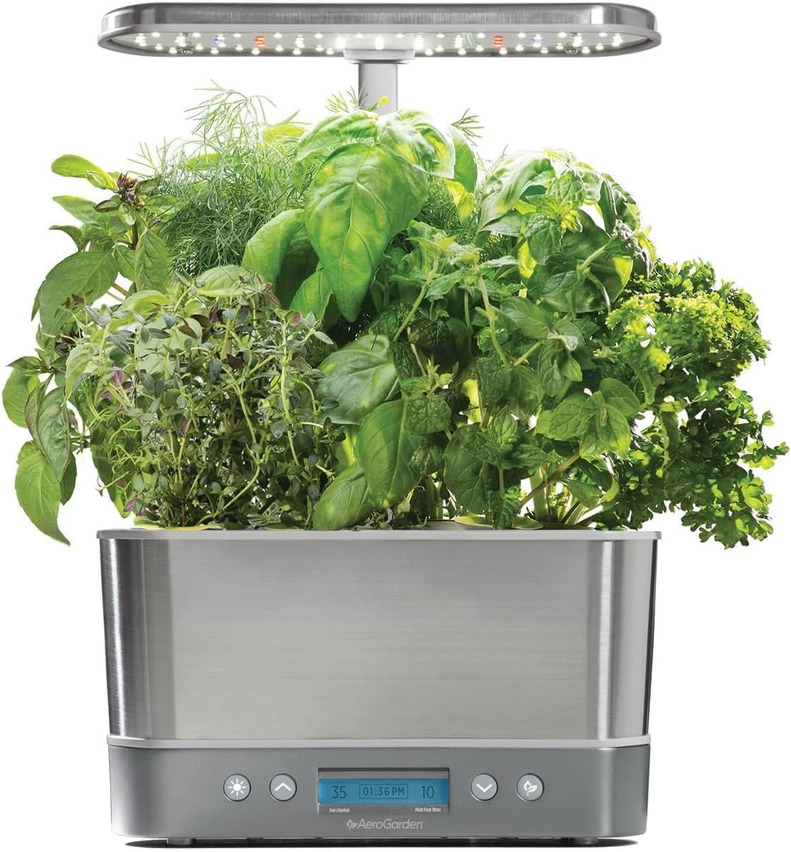 Harvest Elite Hydroponic Indoor Garden System with LED Grow Light and Seed Kit, Accommodates Up to 6 Pods, Stainless Steel Construction