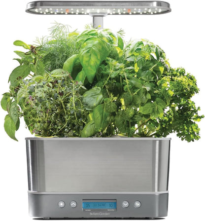 Harvest Elite Hydroponic Indoor Garden System with LED Grow Light and Seed Kit, Accommodates Up to 6 Pods, Stainless Steel Construction