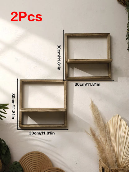 Rustic Wooden Floating Wall Shelves