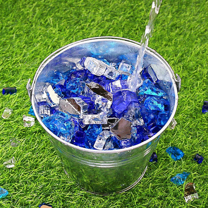 Bahama Blend Fire Glass - 20 Pounds of 1/2 Inch High Luster Reflective Tempered Glass for Fire Pits and Fireplaces, Suitable for Indoor and Outdoor Use