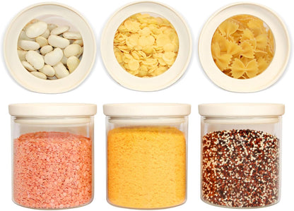 Professional Glass Food Storage Jar Set with Airtight Lids, 16oz Canisters for Kitchen Organization, Pack of 6