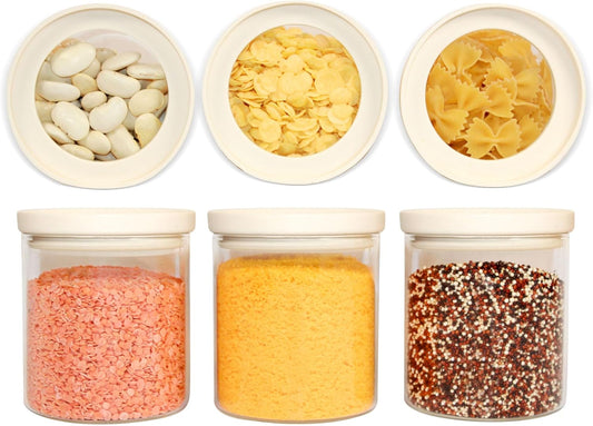 Professional Glass Food Storage Jar Set with Airtight Lids, 16oz Canisters for Kitchen Organization, Pack of 6
