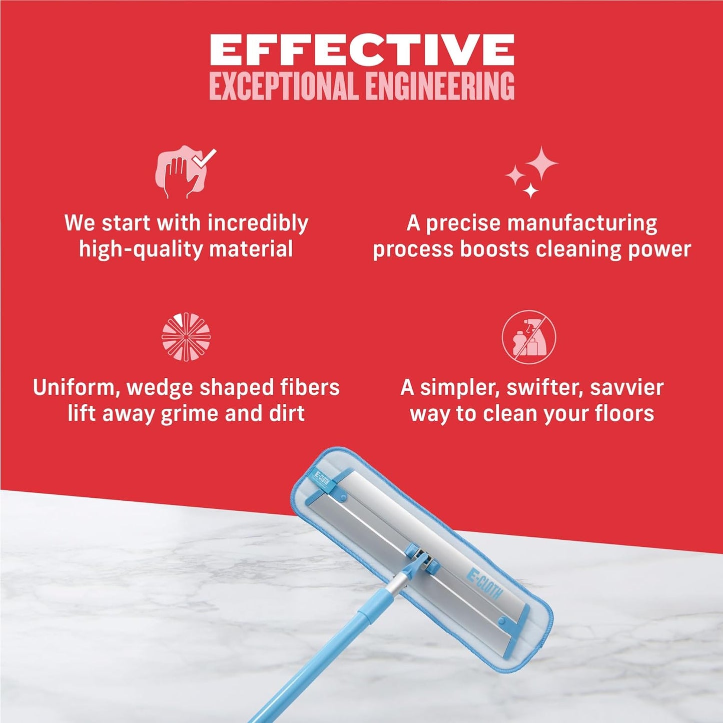 Professional Microfiber Deep Clean Mop for Hardwood, Laminate, Tile, and Stone Floors - Washable, Reusable, and Guaranteed for 100 Washes