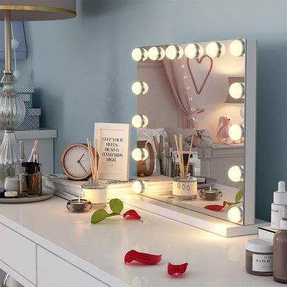 Professional Hollywood Vanity Mirror with Adjustable LED Lighting, Touch Screen Controls, and USB Charging Port