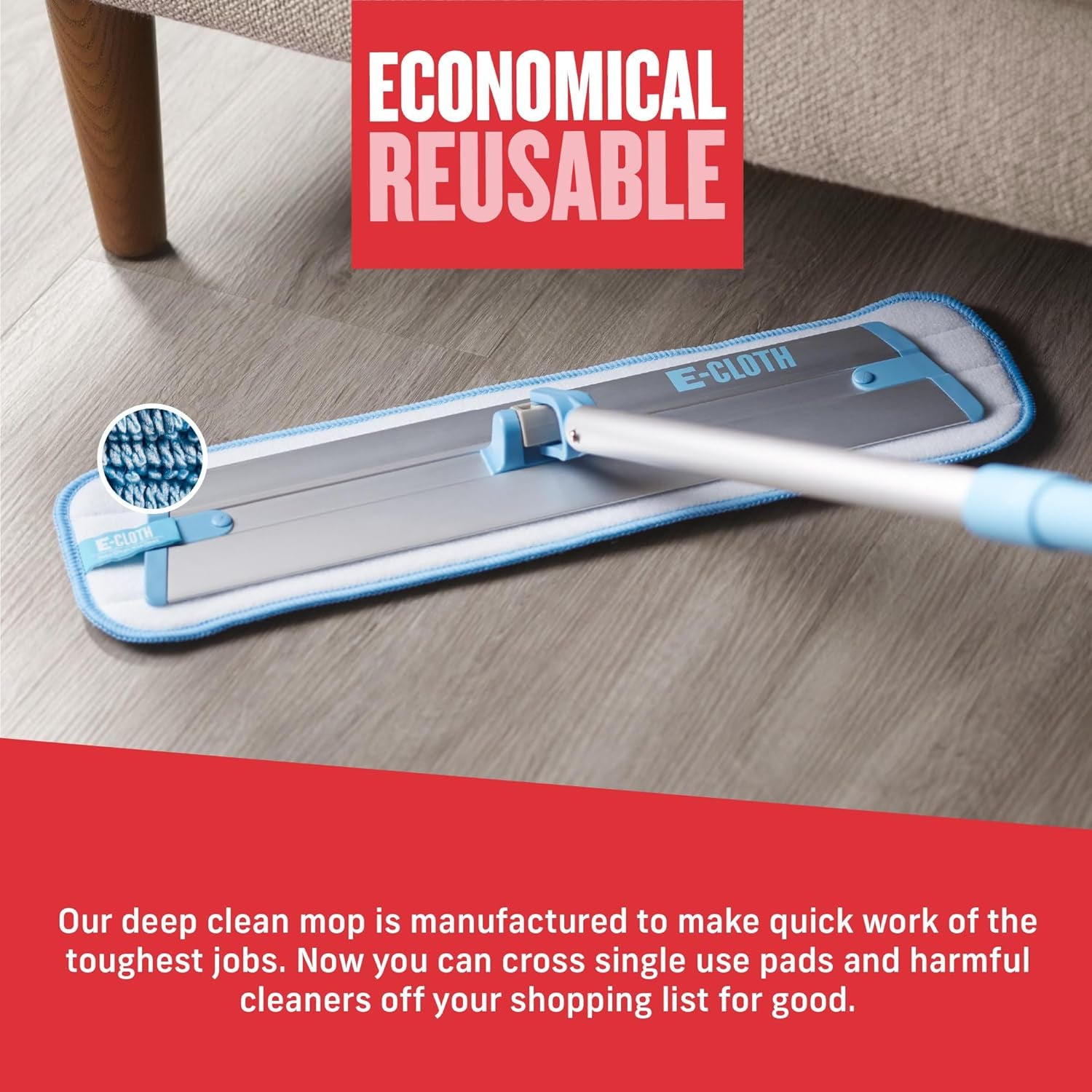 Professional Microfiber Deep Clean Mop for Hardwood, Laminate, Tile, and Stone Floors - Washable, Reusable, and Guaranteed for 100 Washes