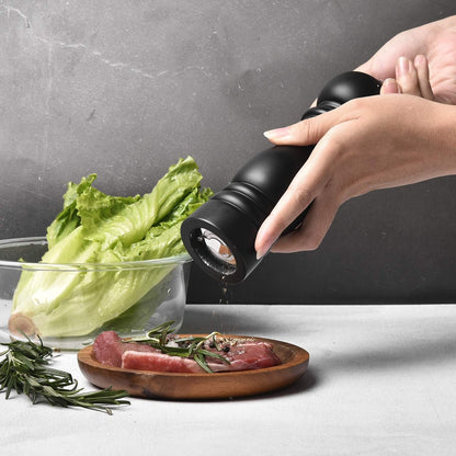 Wooden Salt and Pepper Grinder Set - Adjustable Ceramic Rotor, 7 Inch, Set of 2