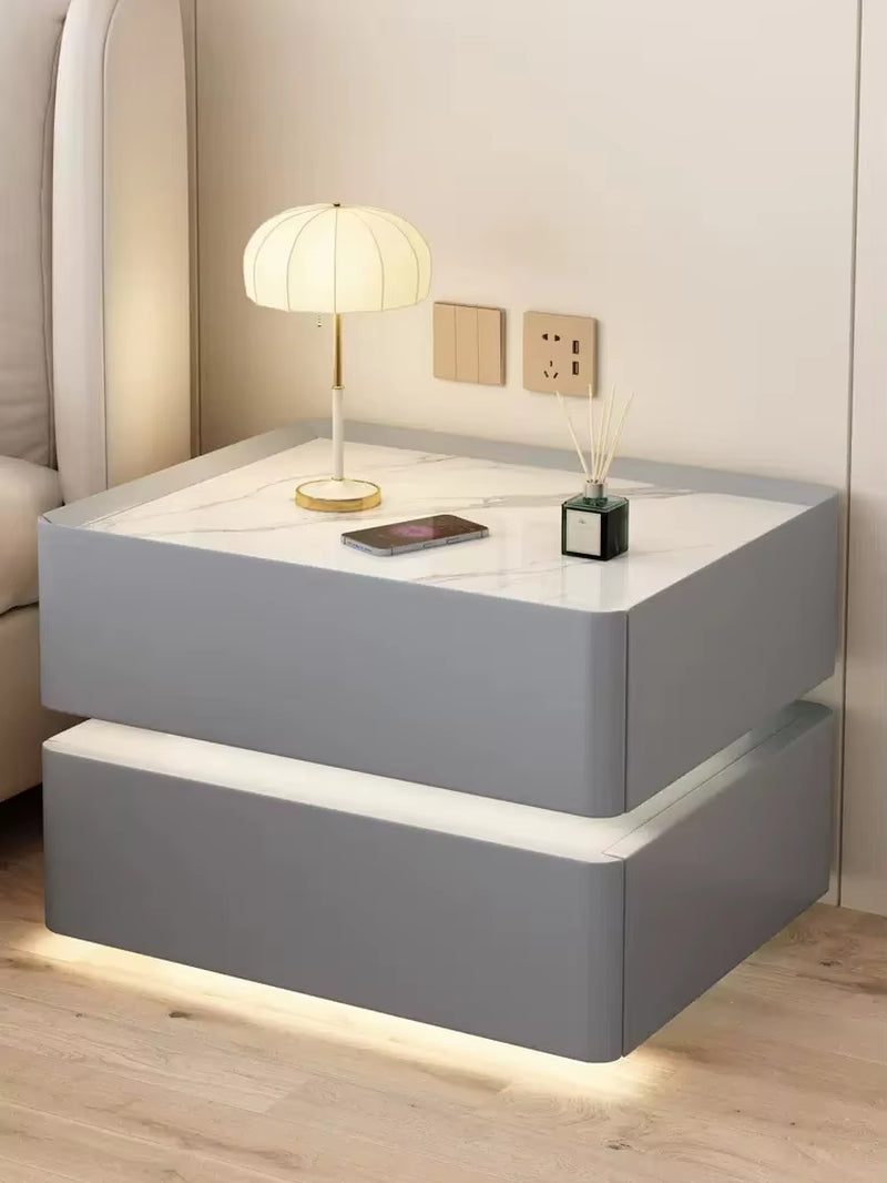 Smart Wooden Bedside Table with Wireless Charging