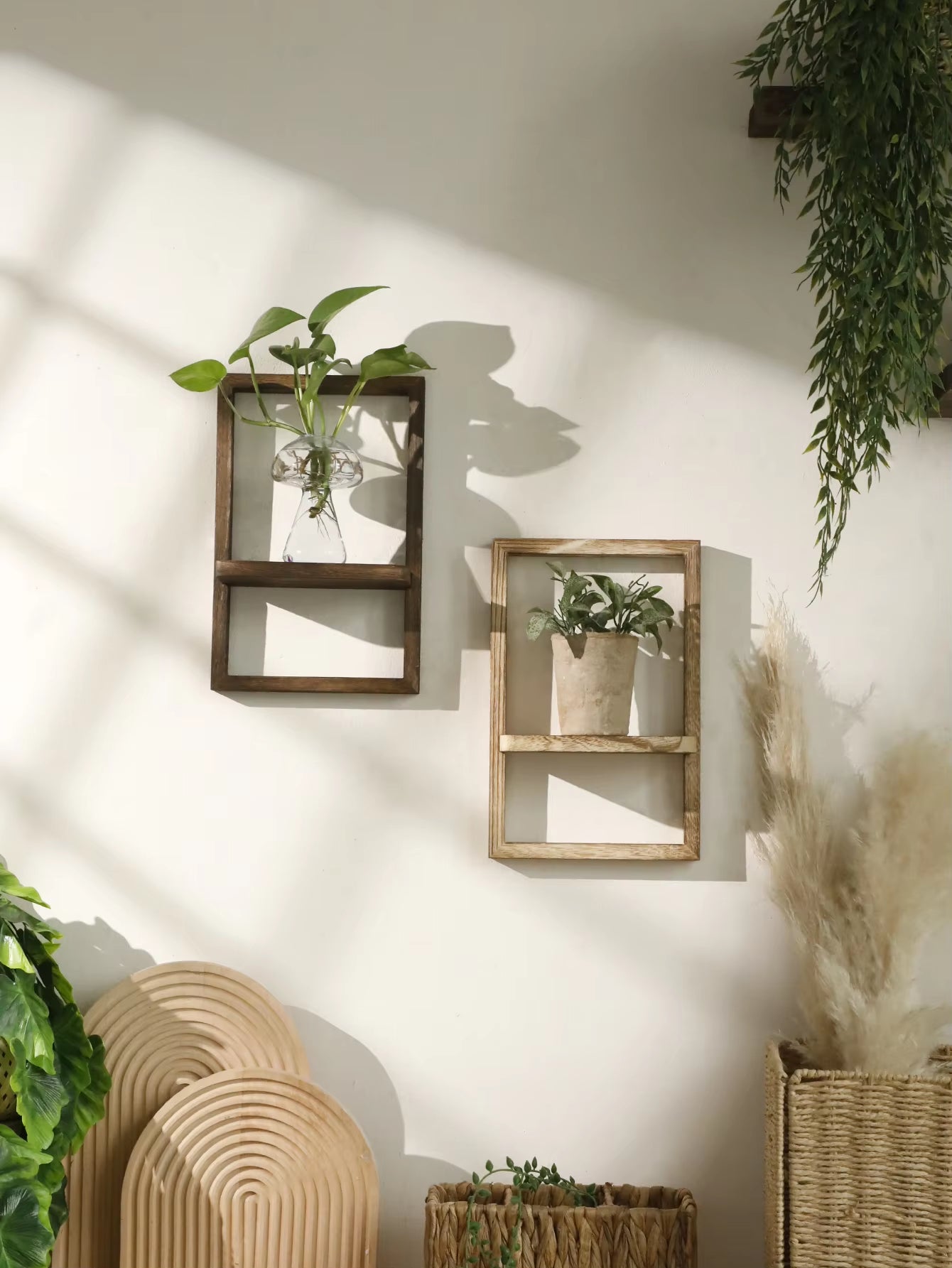 Rustic Wooden Floating Wall Shelves
