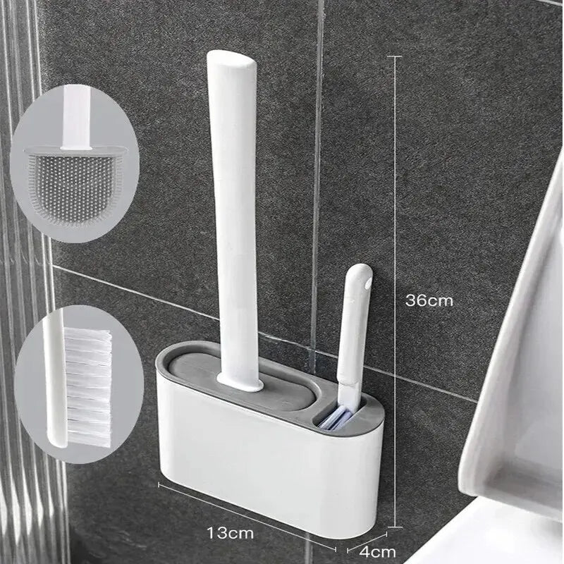 Silicone Wall-Mounted Toilet Brush Set