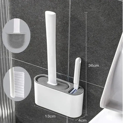 Silicone Wall-Mounted Toilet Brush Set