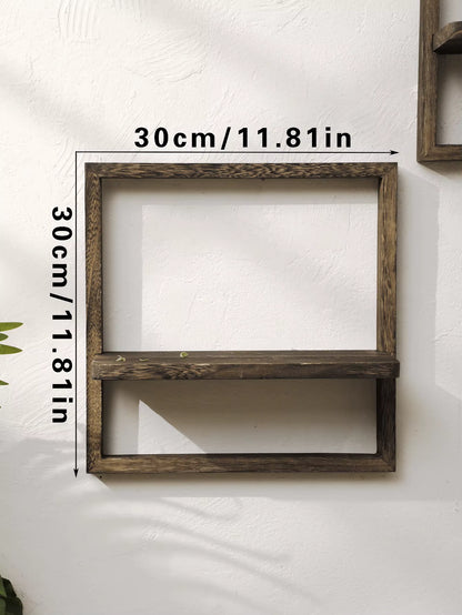 Rustic Wooden Floating Wall Shelves