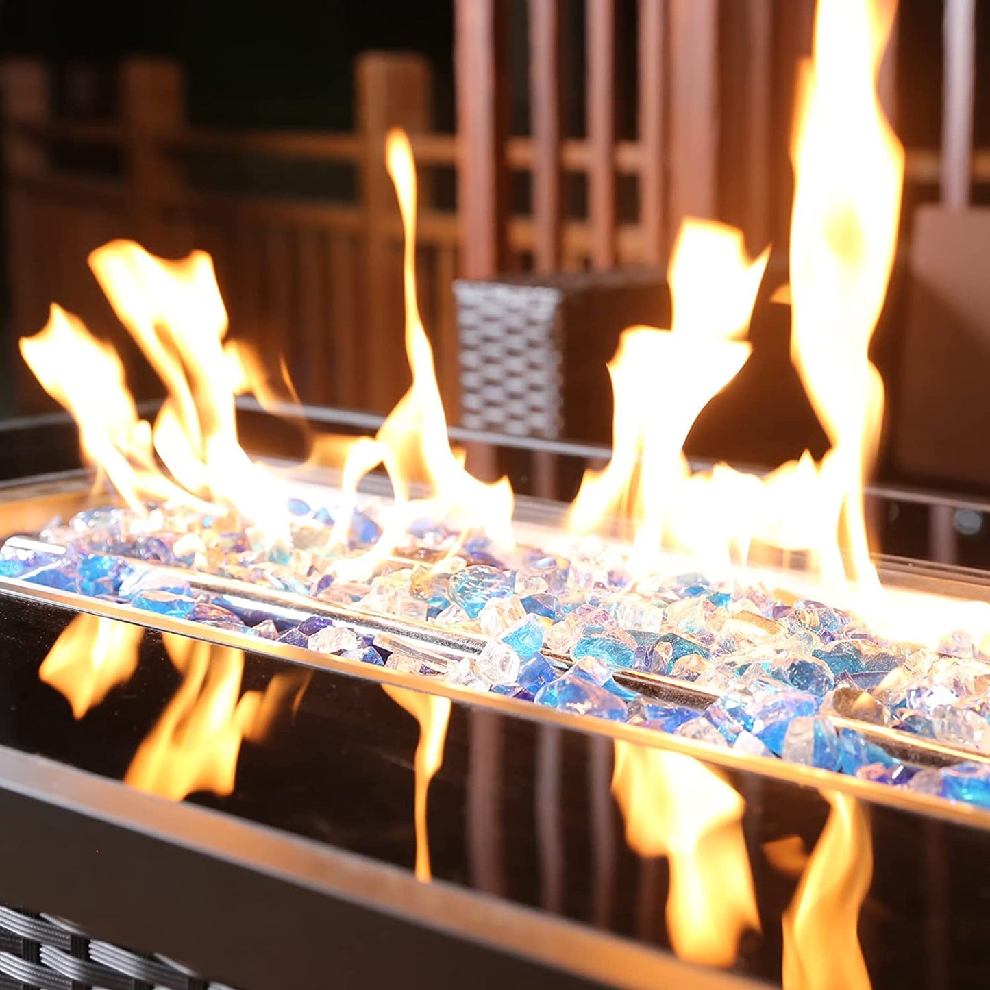 Bahama Blend Fire Glass - 20 Pounds of 1/2 Inch High Luster Reflective Tempered Glass for Fire Pits and Fireplaces, Suitable for Indoor and Outdoor Use