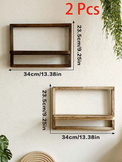 Rustic Wooden Floating Wall Shelves