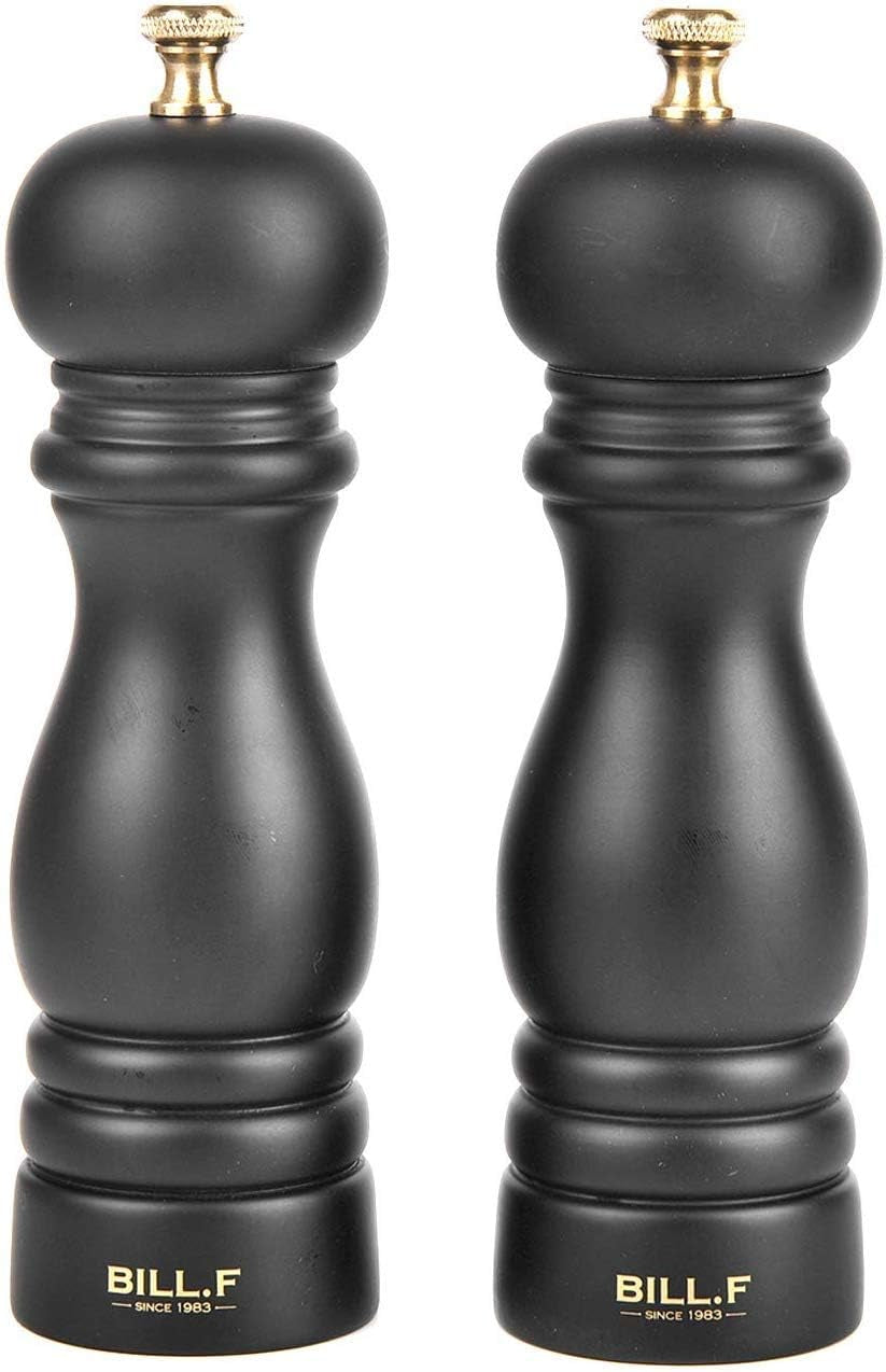 Wooden Salt and Pepper Grinder Set - Adjustable Ceramic Rotor, 7 Inch, Set of 2