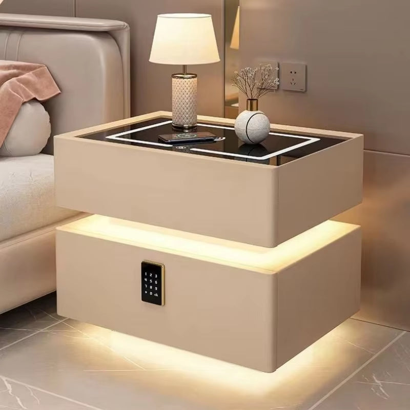Smart Wooden Bedside Table with Wireless Charging