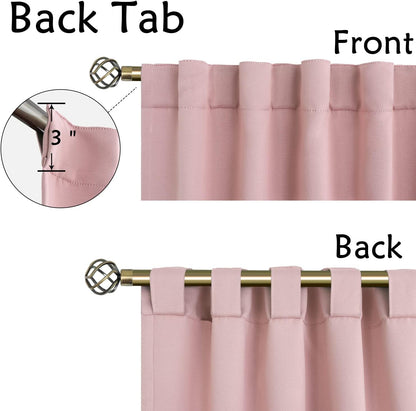 Rod Pocket and Back Tab Thermal Insulated Blackout Curtains for Bedroom and Living Room, 2 Panels (52 x 95 Inches, Pink)