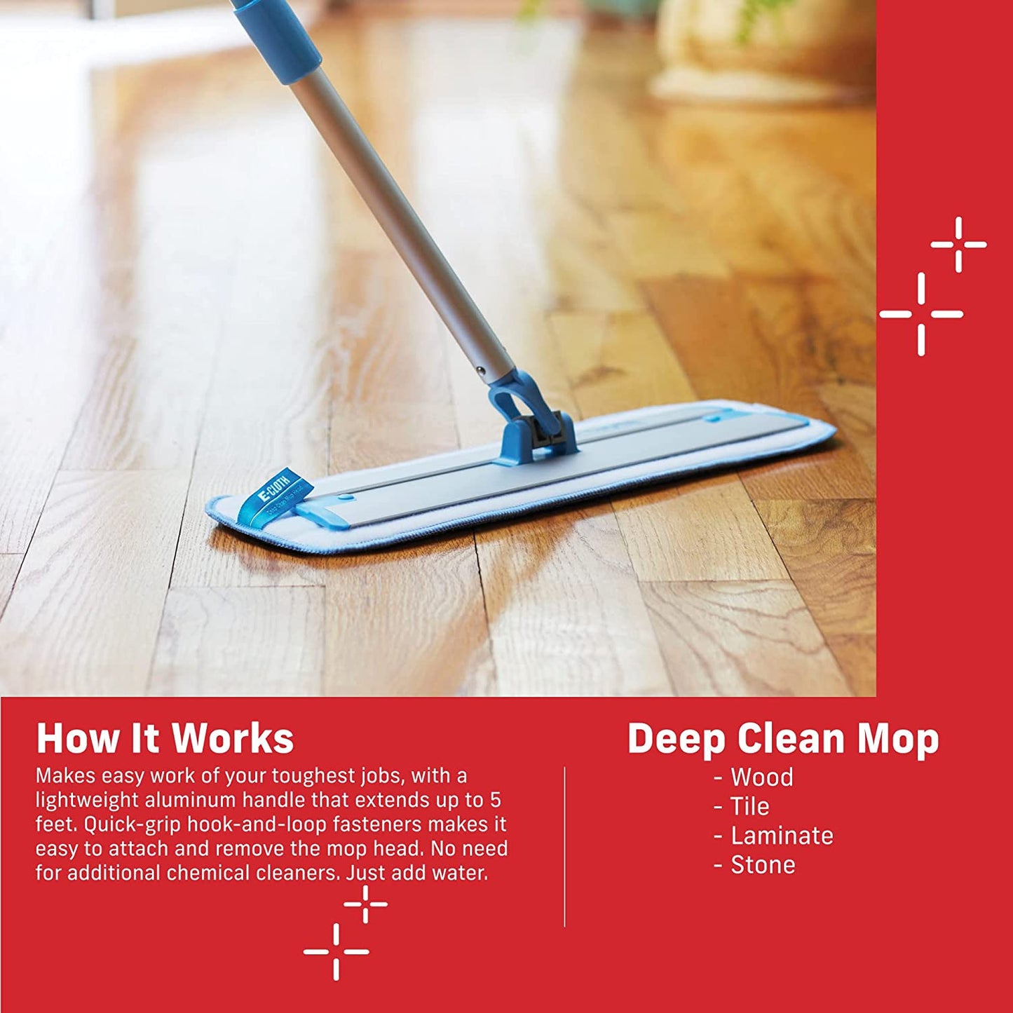 Professional Microfiber Deep Clean Mop for Hardwood, Laminate, Tile, and Stone Floors - Washable, Reusable, and Guaranteed for 100 Washes