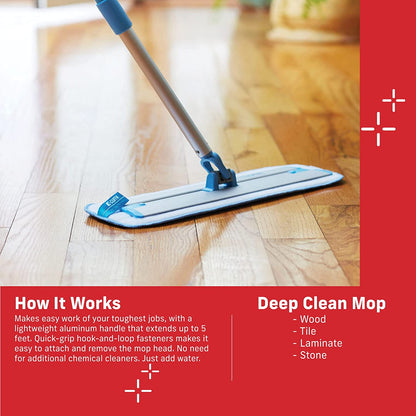 Professional Microfiber Deep Clean Mop for Hardwood, Laminate, Tile, and Stone Floors - Washable, Reusable, and Guaranteed for 100 Washes