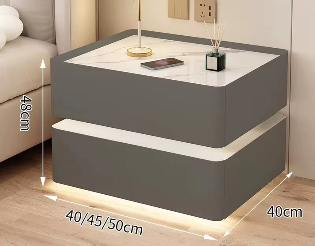 Smart Wooden Bedside Table with Wireless Charging