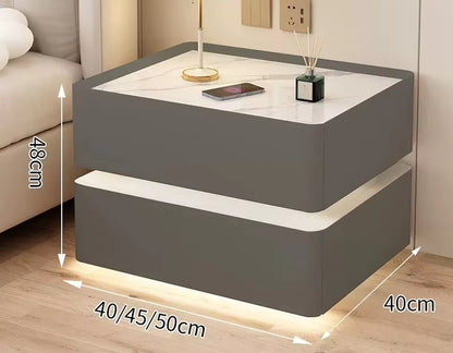 Smart Wooden Bedside Table with Wireless Charging