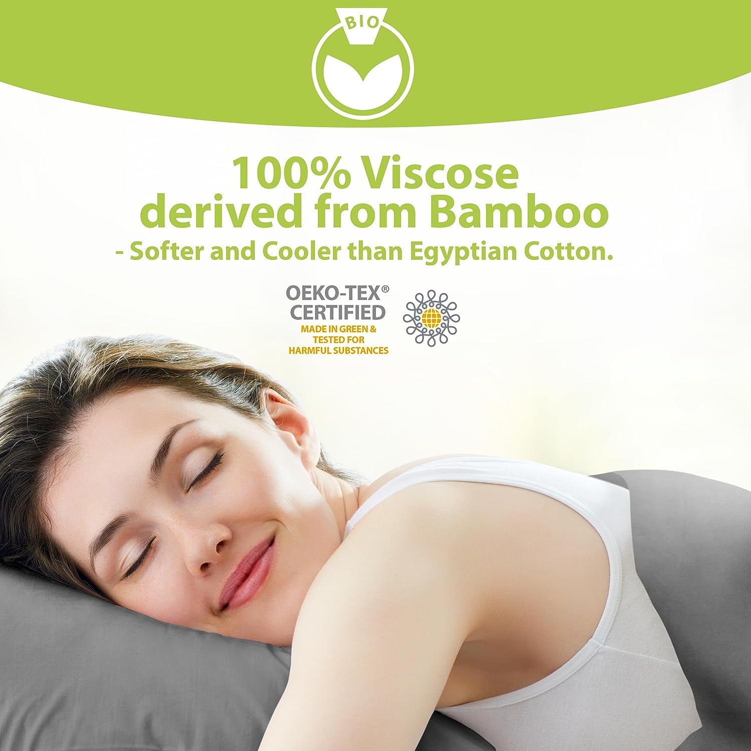 Luxury Twin Bamboo Viscose Sheet Set - 4 Pieces - Ultra Soft Cooling Fabric - Deep Pocket up to 16" - Includes 1 Flat Sheet, 1 Fitted Sheet, 2 Pillowcases (Stone Grey)