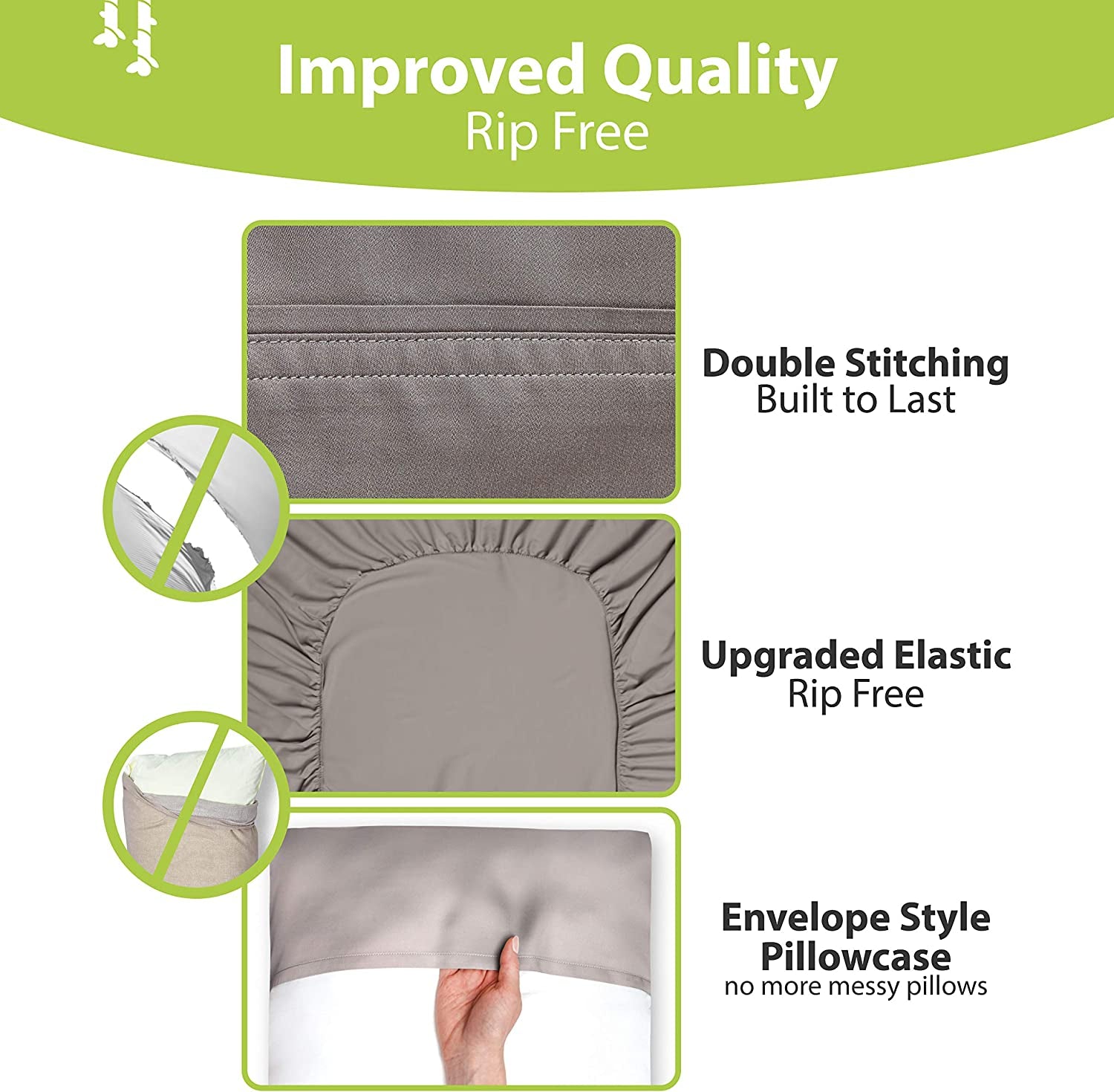 Luxury Twin Bamboo Viscose Sheet Set - 4 Pieces - Ultra Soft Cooling Fabric - Deep Pocket up to 16" - Includes 1 Flat Sheet, 1 Fitted Sheet, 2 Pillowcases (Stone Grey)