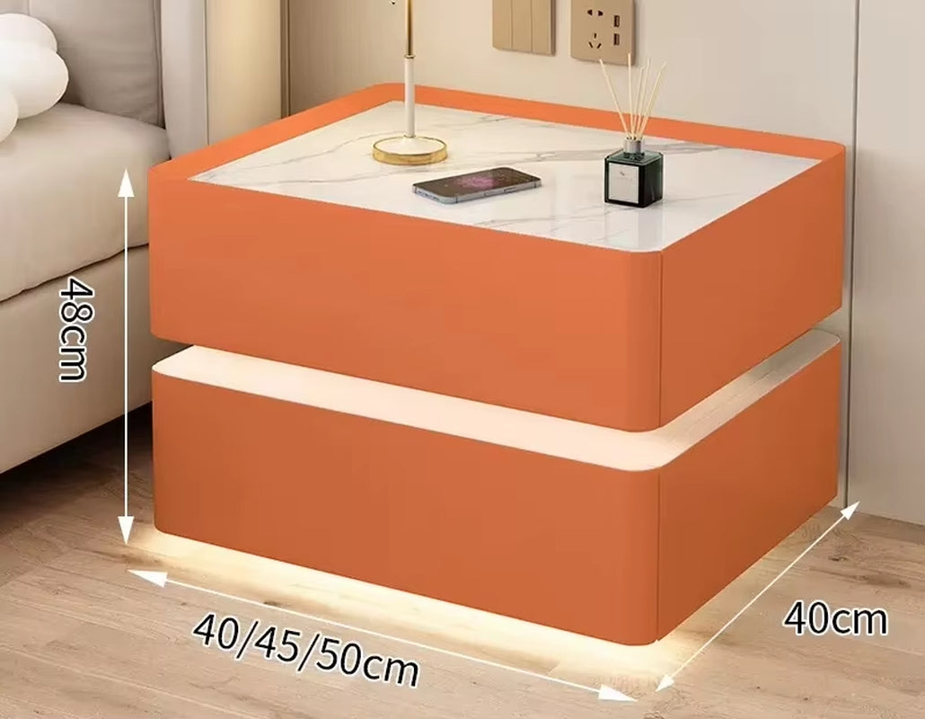 Smart Wooden Bedside Table with Wireless Charging