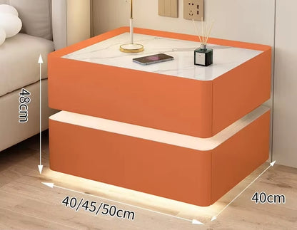 Smart Wooden Bedside Table with Wireless Charging